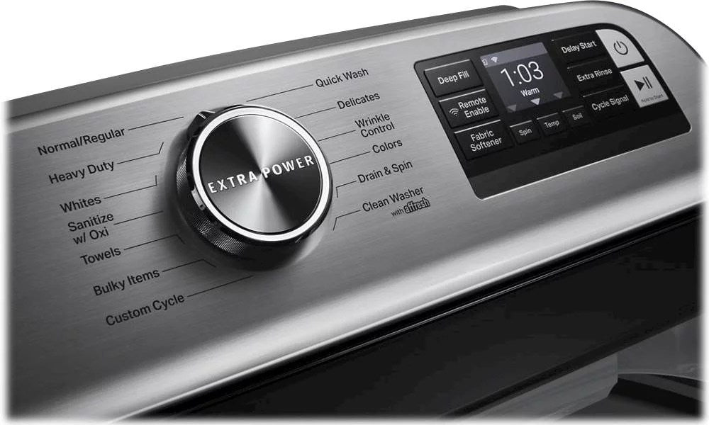 Maytag – 5.3 Cu. Ft. High Efficiency Smart Top Load Washer with Extra Power Button – White