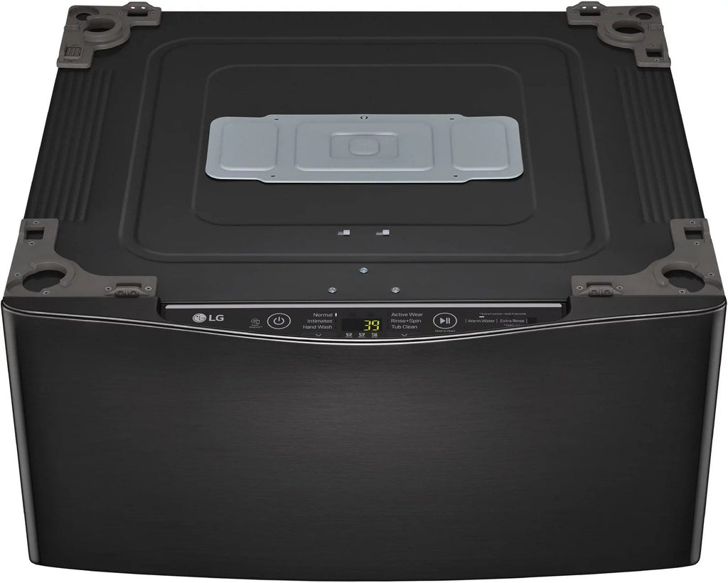 LG – SideKick 1.0 Cu. Ft. High-Efficiency Smart Top Load Pedestal Washer with 3-Motion Technology – Black steel