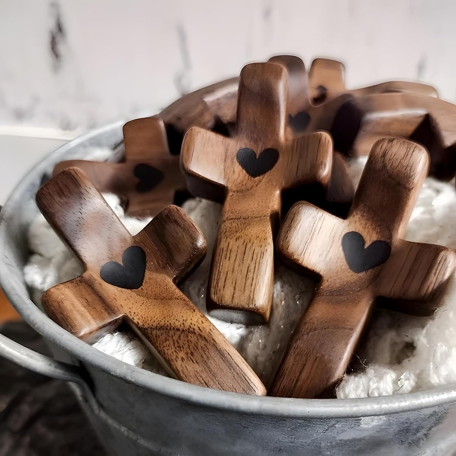 Wooden Pocket Cross Stress Relief Fidget Gift – Black Christian Encouragement Religious Handheld Cross (1 Piece)