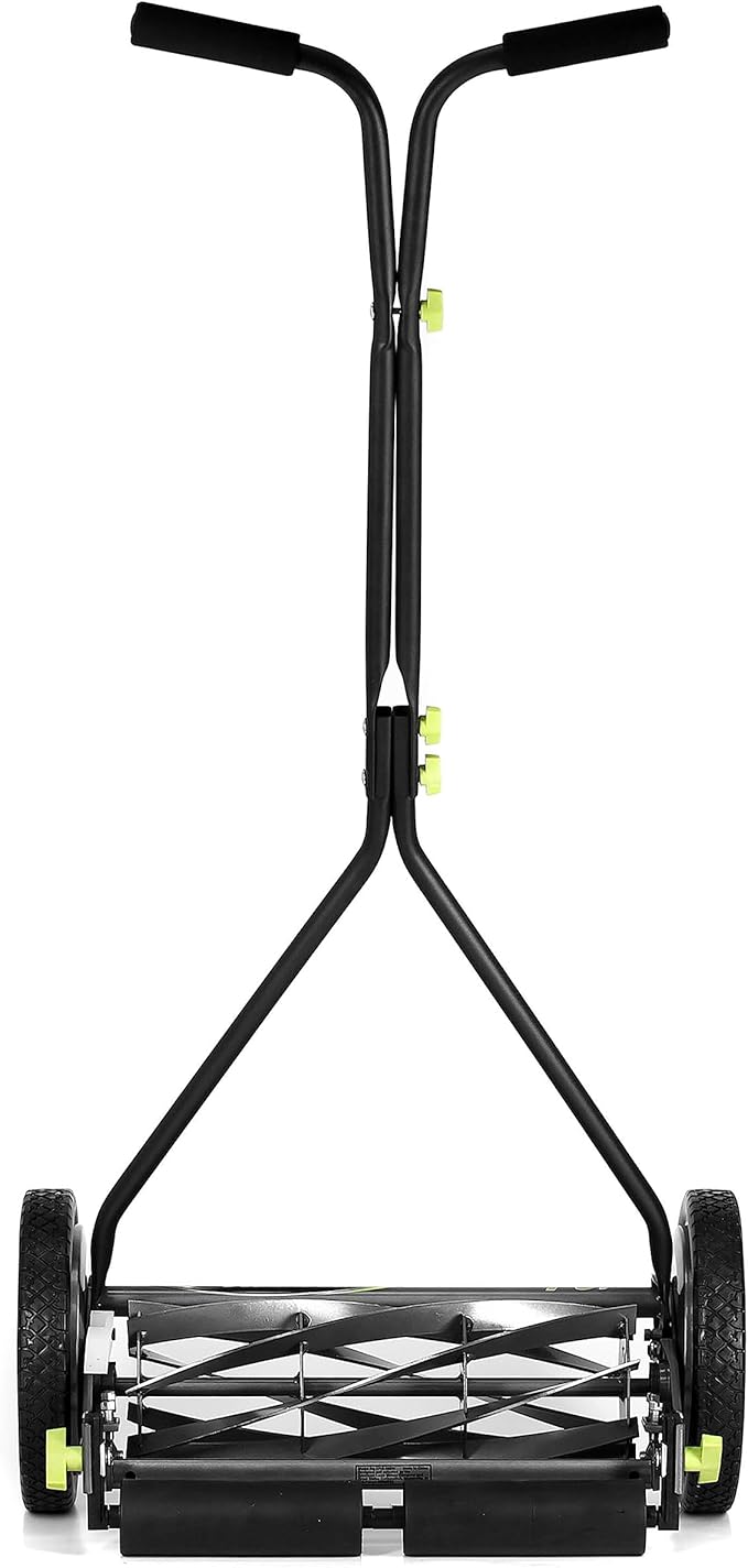 ULM Center ProCut 16” Manual Reel Lawn Mower – 7 Precision Blade Push Mower for Small to Medium Lawns, Lightweight Eco-Friendly Grass Cutter
