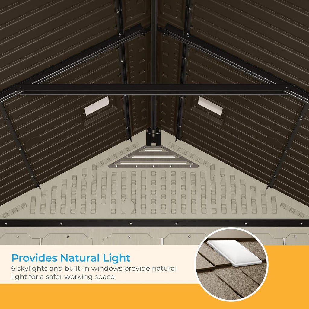 Suncast BMS8100 8 ft. x 10 ft. Tremont Resin Outdoor Storage Shed with Skylights