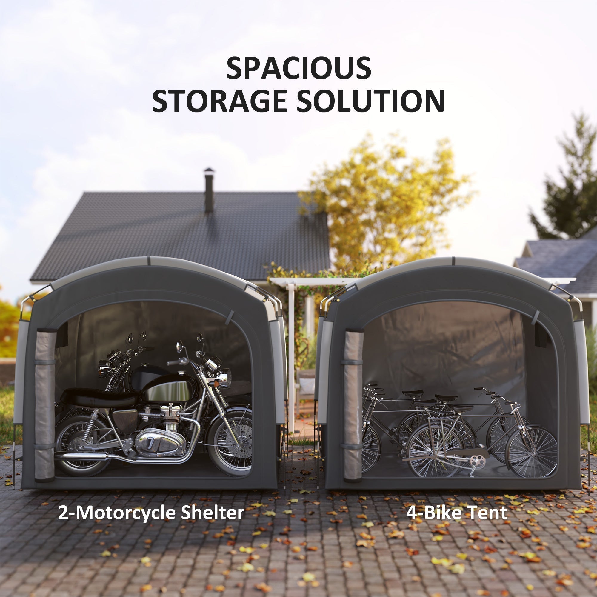 Bike Storage Shed Tent, Portable And Waterproof With 210D Oxford Fabric And Carry Bag For 3-4 Bicycles, Dark Gray