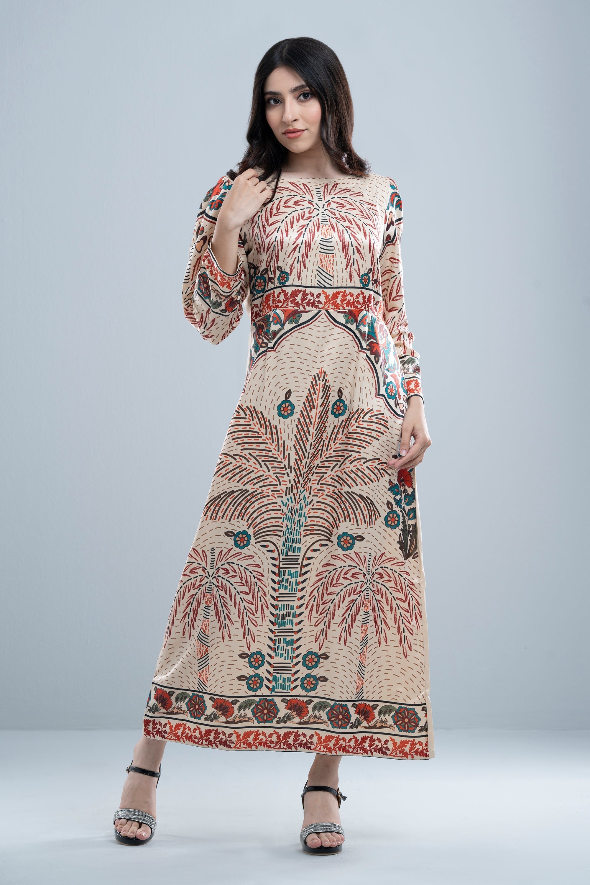 City Fashion Tropical Printed Long Dress