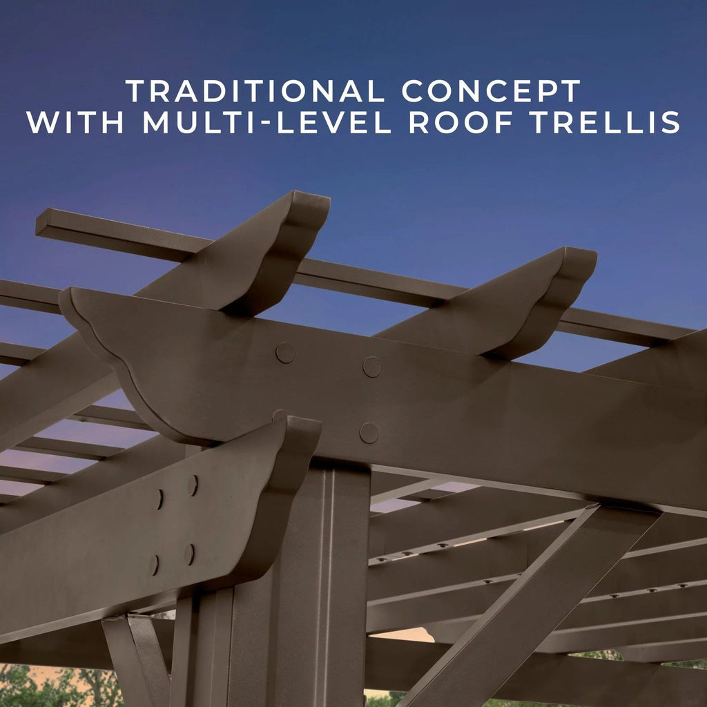 14×10 Ashford Traditional Steel Pergola With Sail Shade Soft Canopy