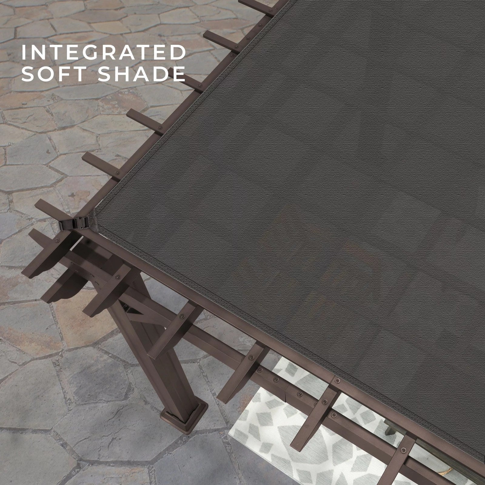 12 x 10 Ashford Traditional Steel Pergola With Sail Shade Soft Canopy