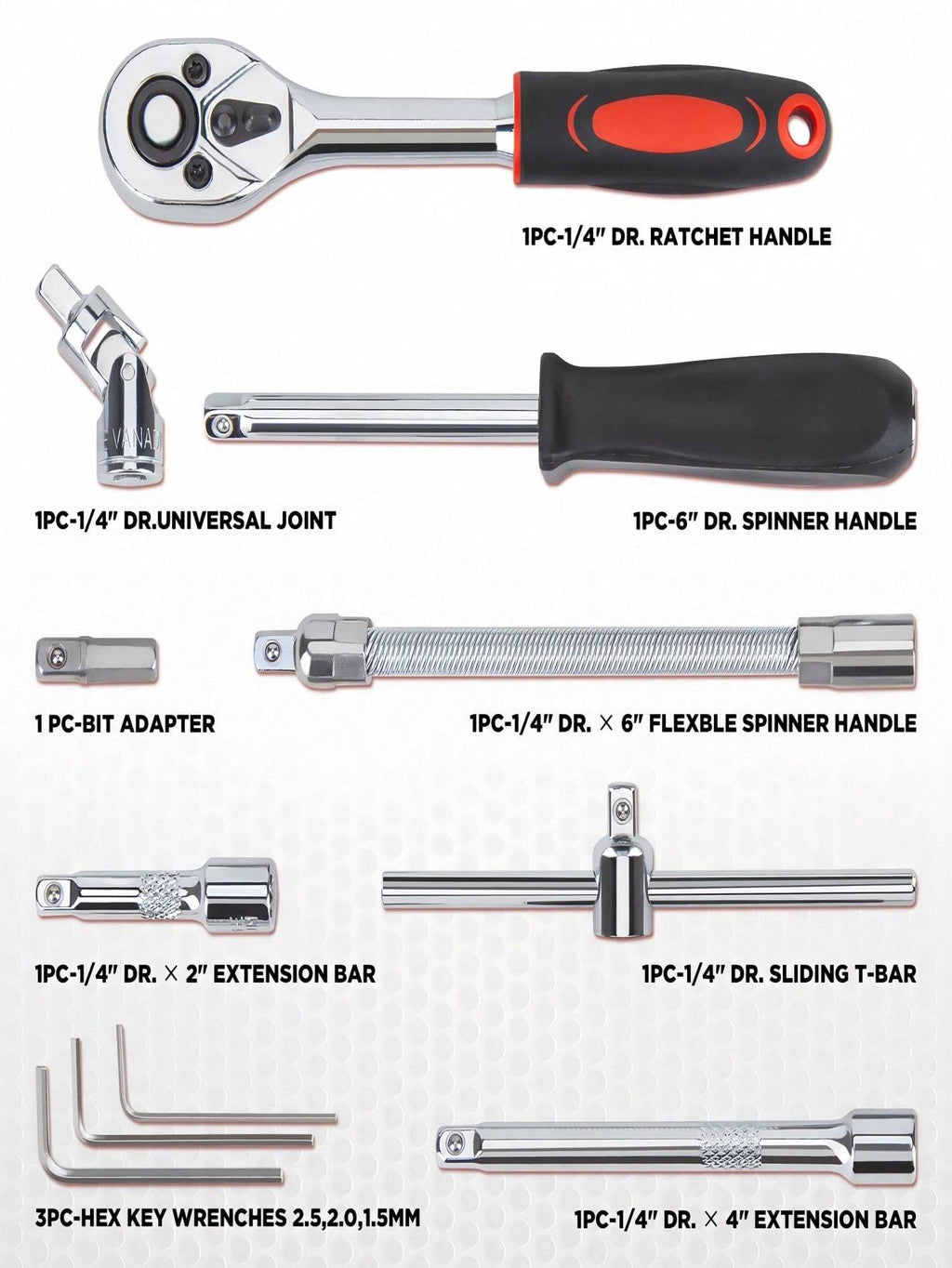 Part-driven Socket Claw Ratchet Wrench Tool Set, With Drill Socket Set Metric