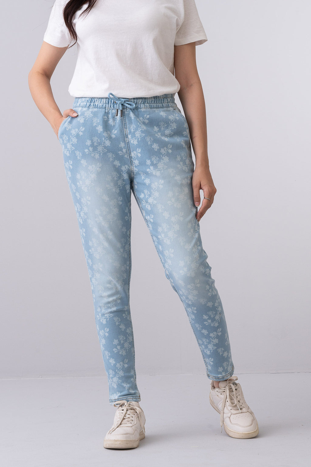 City Fashion Regular Fit Floral Print Denim Jeans for Women