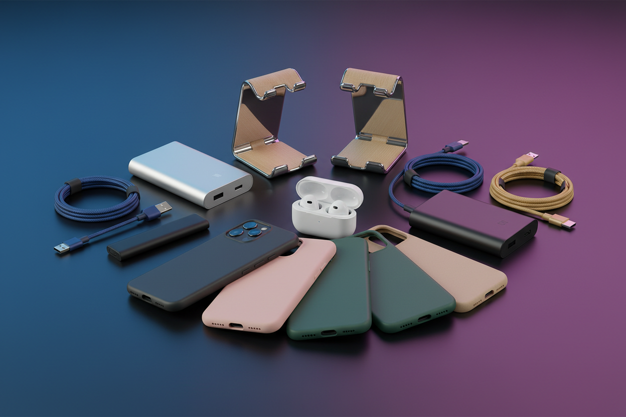 generate a hero-banner image for "mobile accessories" to place on hero section full screen on show products. make sure don't write any text on visuals