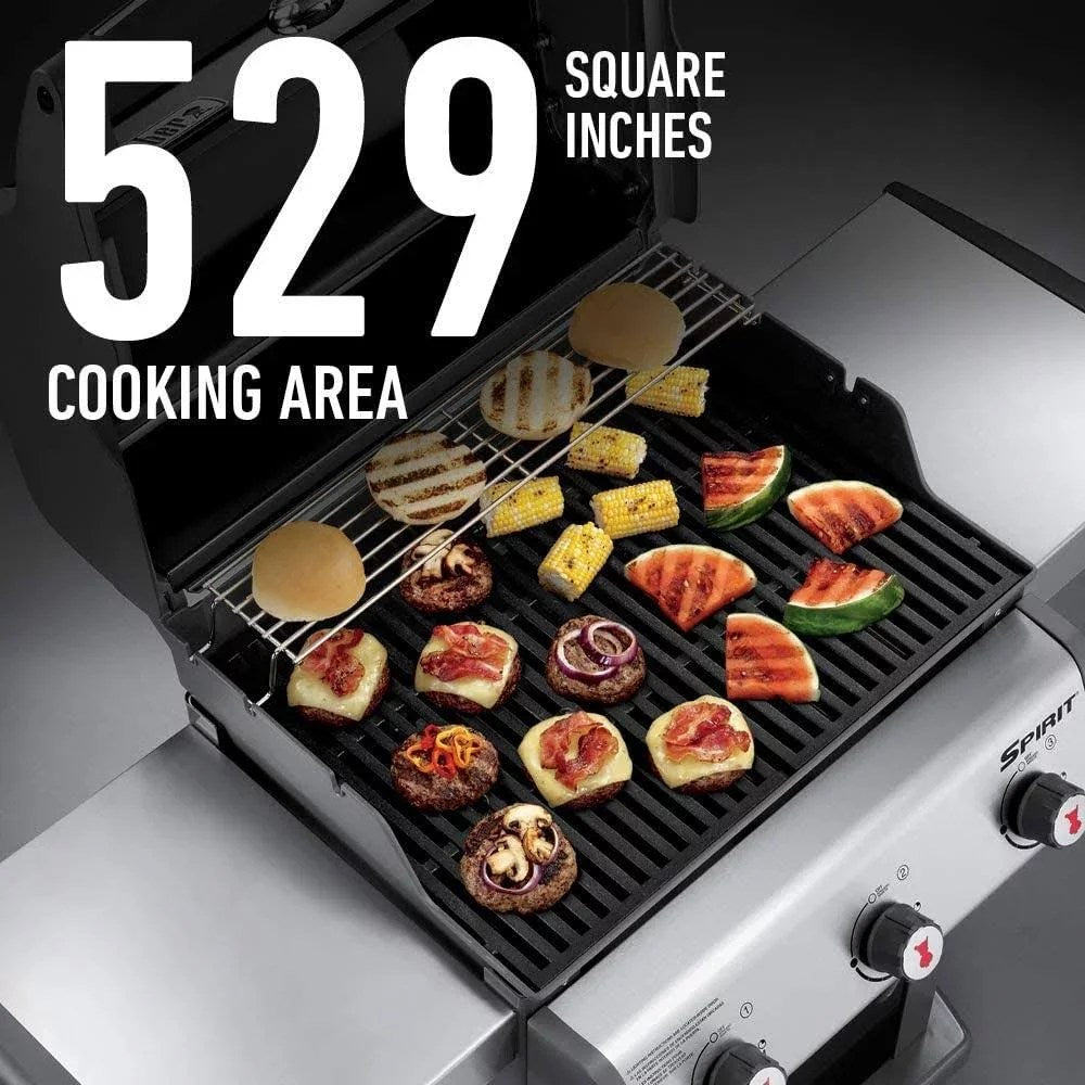 Weber 47510001 Spirit E-310 3-Burner Natural GAS Black Bundle with Generic Grill Cover Barbecue Drip Pans Set of 3
